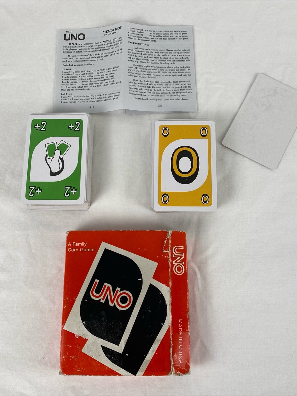 Vintage Pre-1980 UNO Mendi Kot Card Game Original Red Box